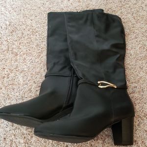 Mid Calf Black 3" Heeled Dress Boot